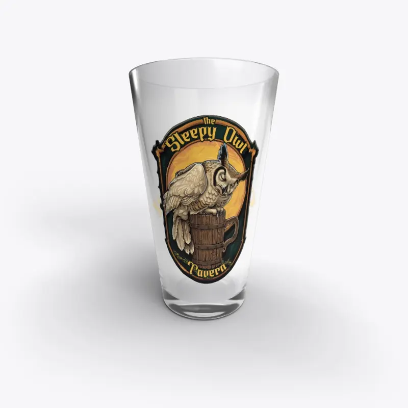 Sleepy Owl Tavern Pint Glass